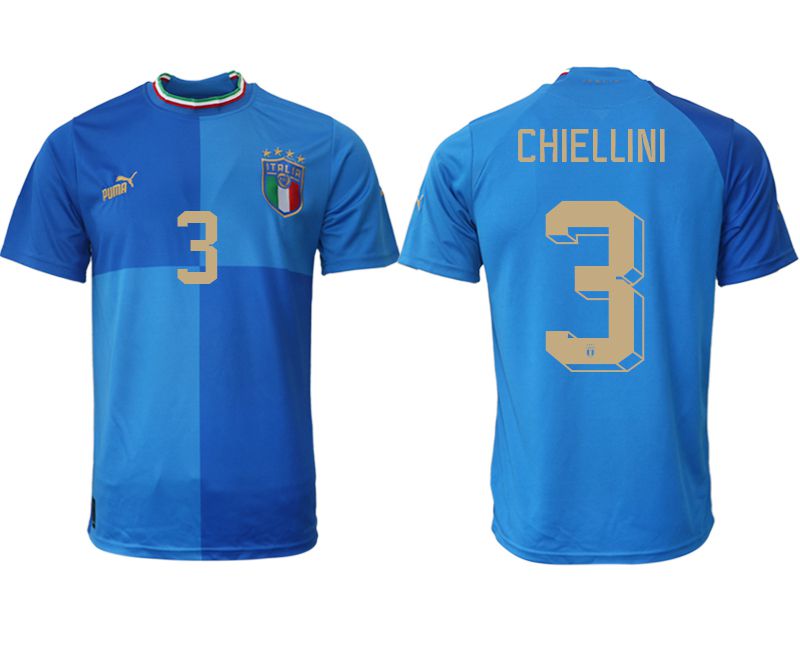 Men 2022 World Cup National Team Italy home aaa version blue #3 Soccer Jerseys->italy jersey->Soccer Country Jersey